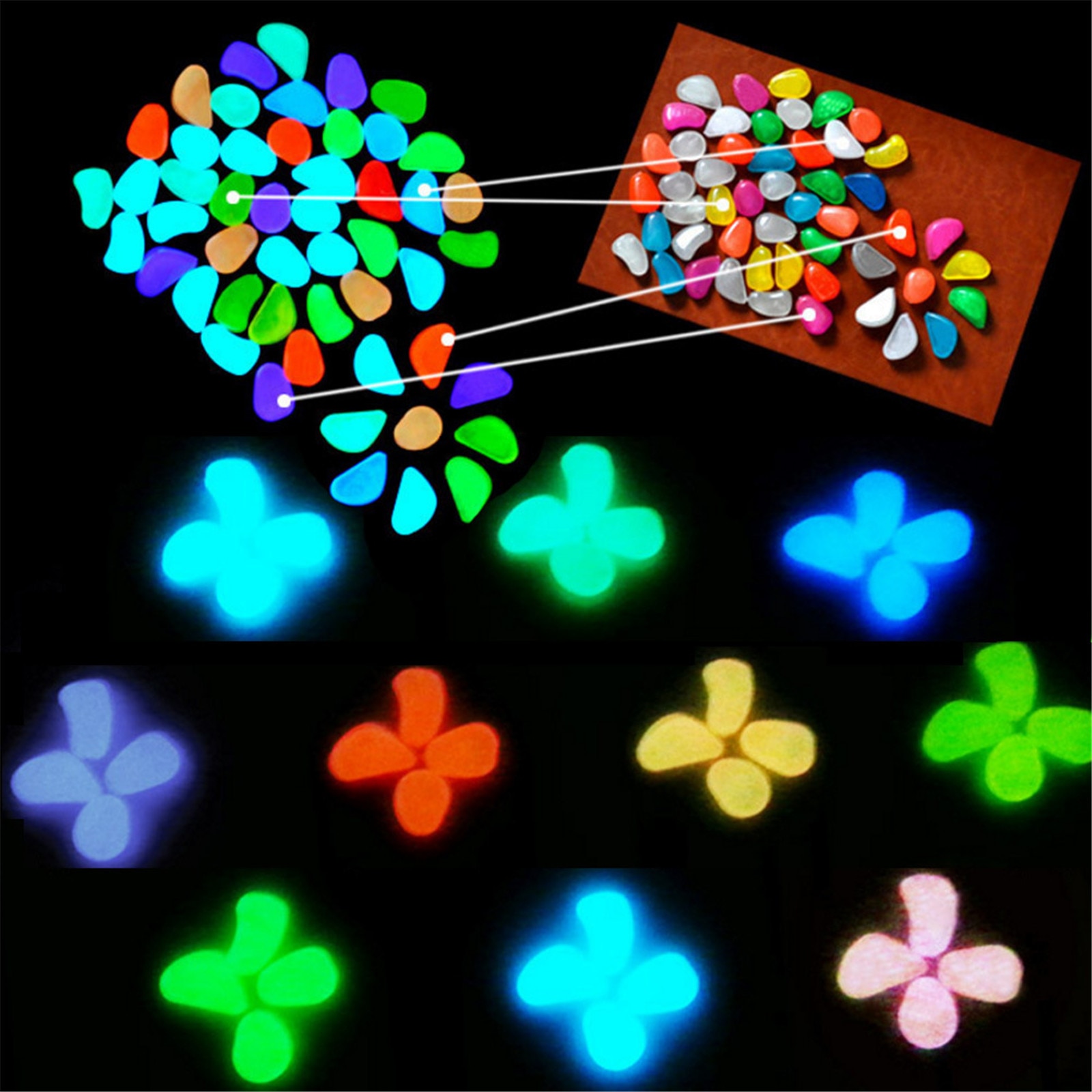 10pcs Glow in the Dark Garden Pebbles Glow Stones Rocks for Walkways Garden Path Patio Lawn Garden Yard Decor Luminous Stones