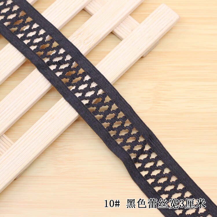 Elastic Bands More Floral Edge 1 meters/lot Stretch Trim Lace Ribbon Trimming Home Clothing Embroidered Craft Ornaments: 30mm black