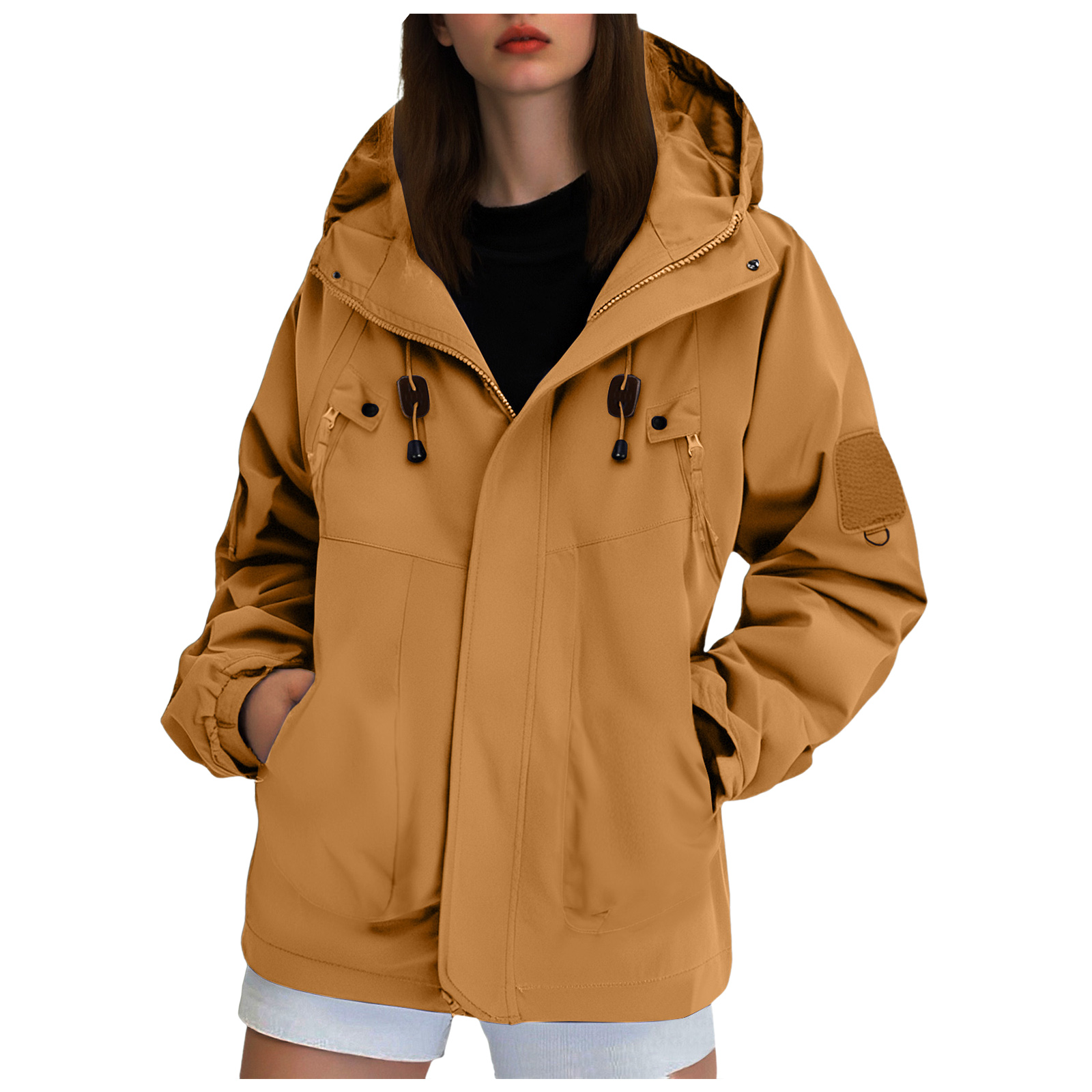 Autumn Hooded Jacket Women Outdoor Windbreaker Casual Waterproof Hiking Jacket Rain Coat Female Tops Outerwear