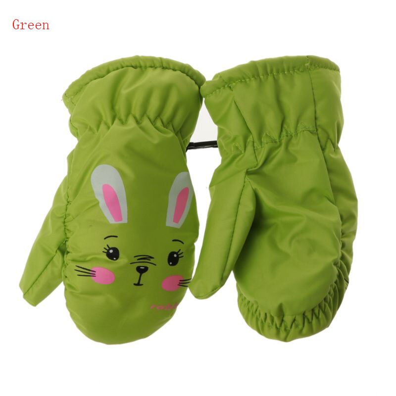 Guantes de invierno abrigados para niños a prueba de viento para niños niñas esquí ciclismo escalada exterior guantes impermeables: Green