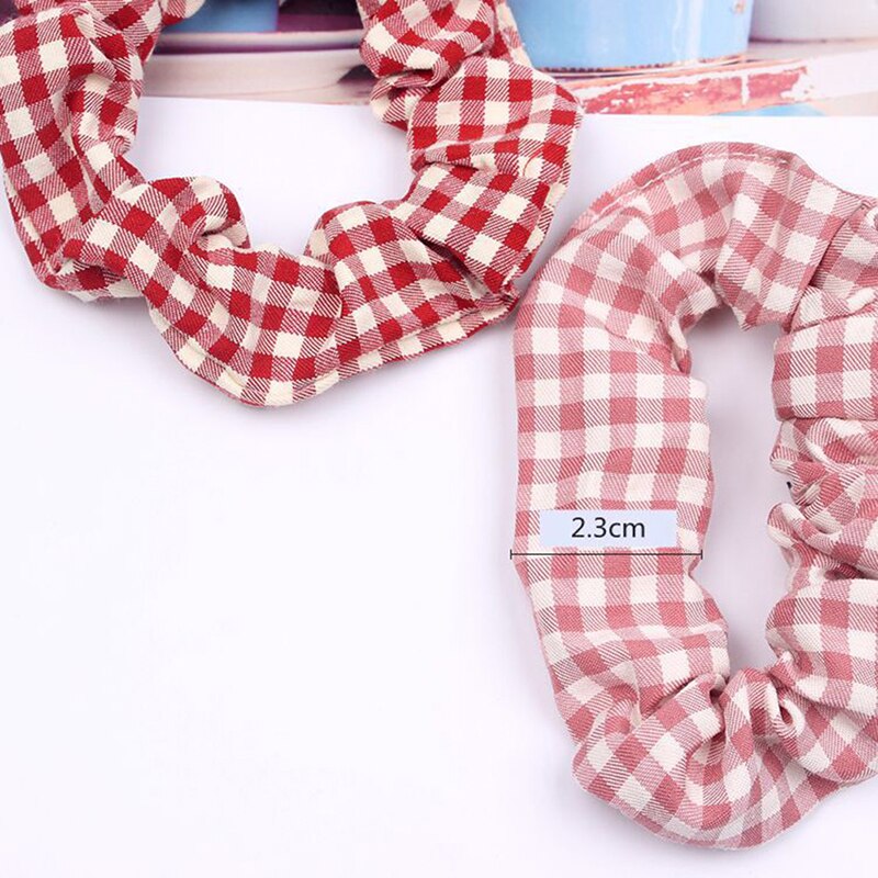Primavera otoño malla a cuadros Anillo para el pelo del intestino grueso mujeres niñas Scrunchies telas accesorios para el cabello