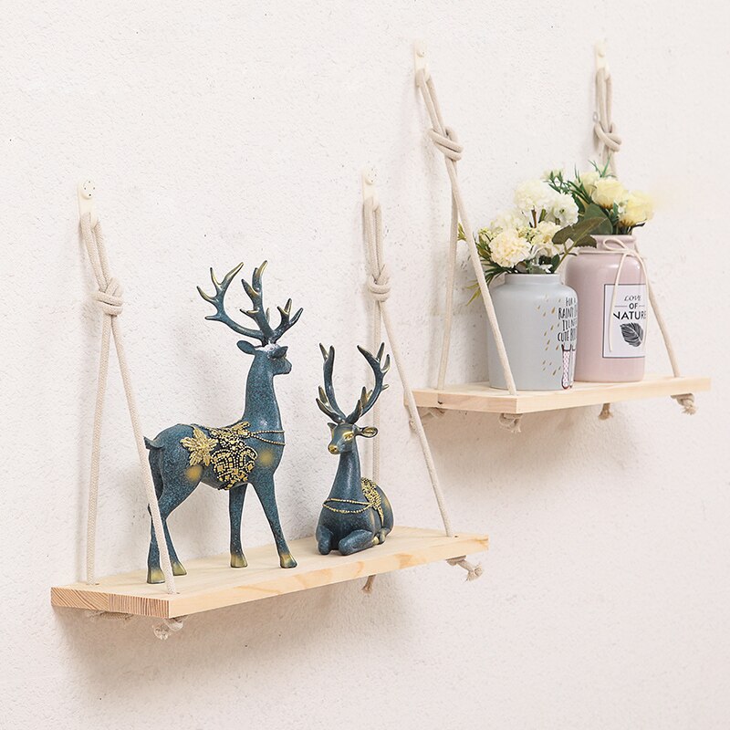 Columpio de madera de primera para colgar, estante flotante montado en la pared, maceta para plantas, decoración interior y exterior, Simple, 1 unidad