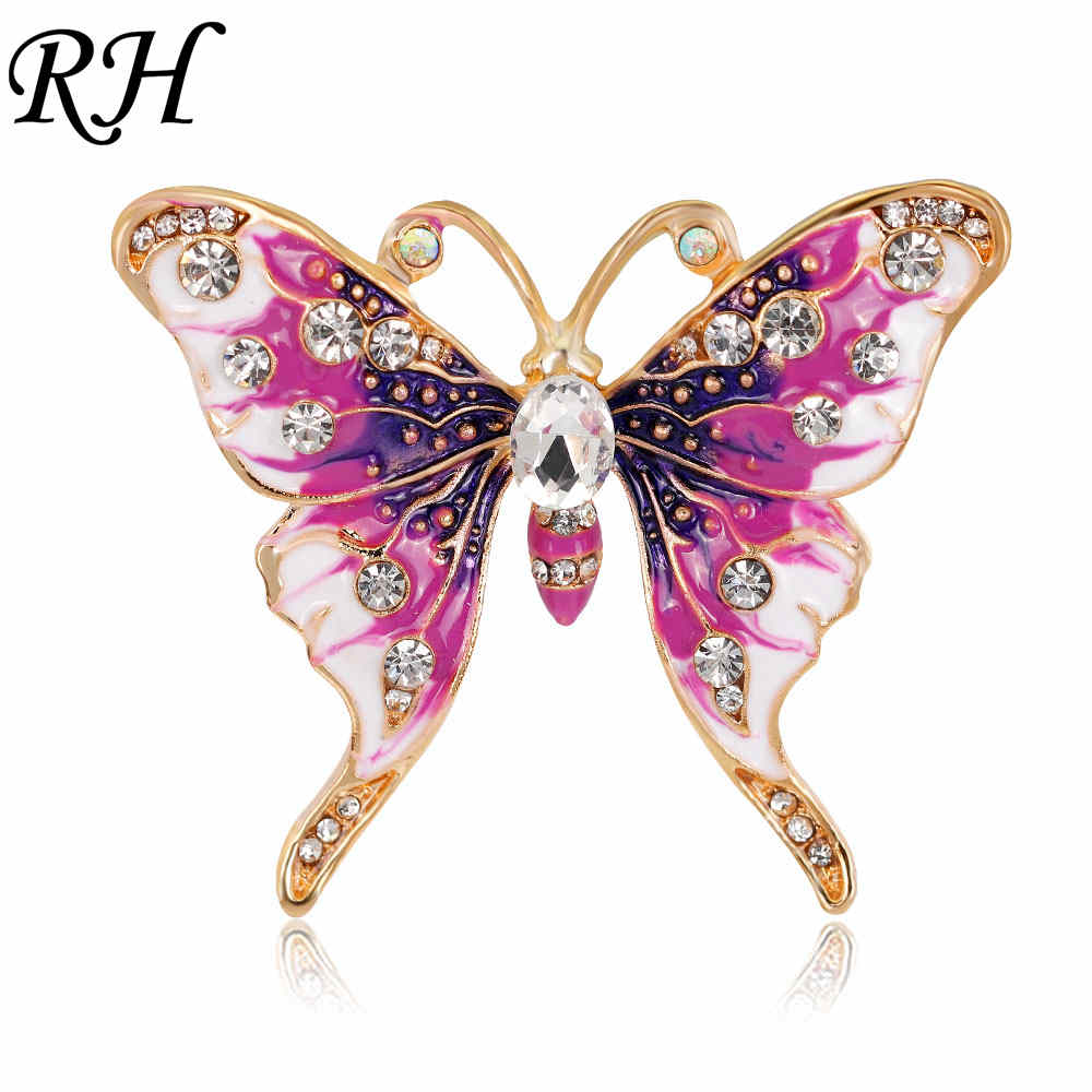 Crystal Butterfly Brooch For Women Brooch Collar Pins Corsage Rhinestone Insect Animal Brooch Badges Jewelry Accessories: 16XZ075B1
