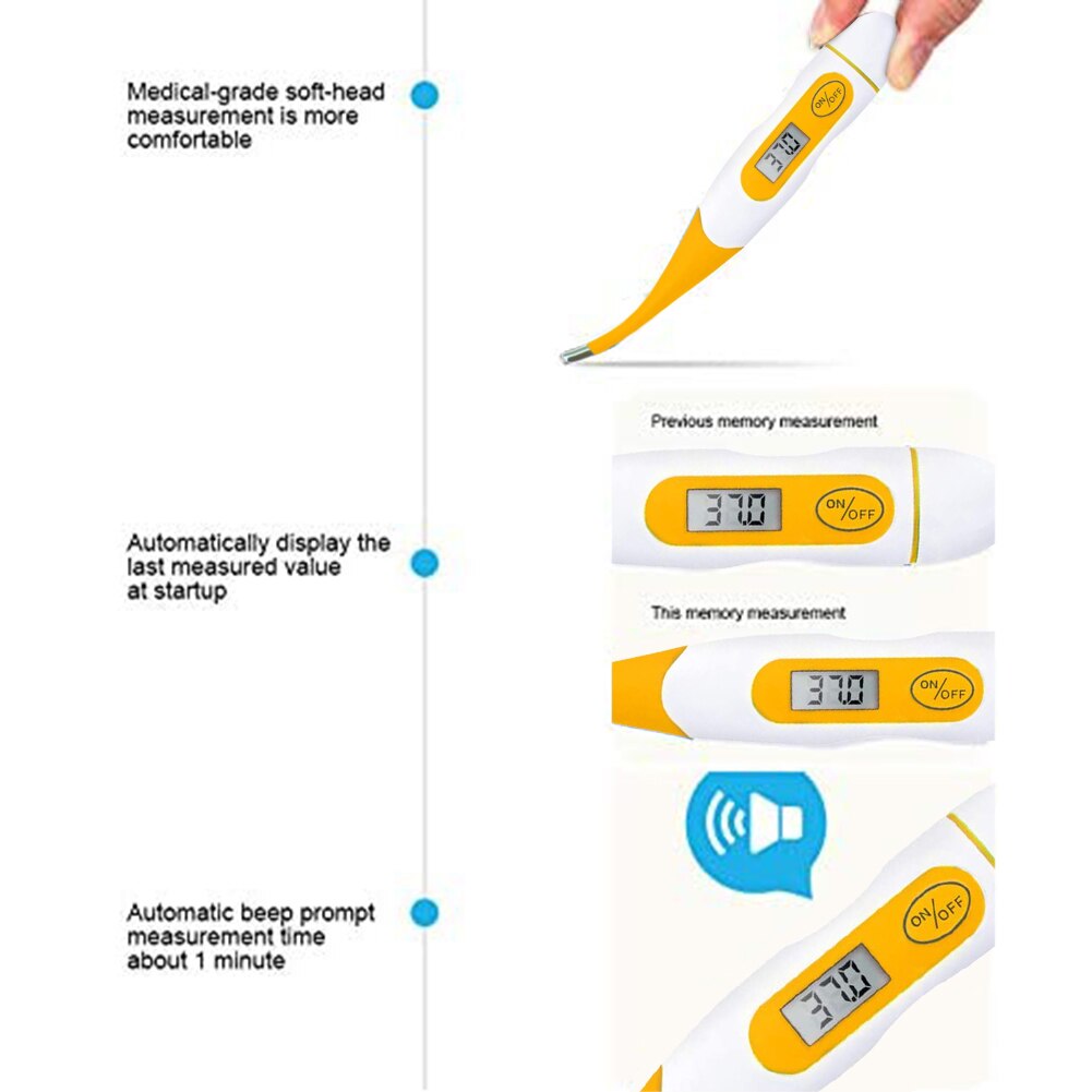 Electronic Thermometer Outdoor Baby Kid Temperature Measurement Tool Yellow