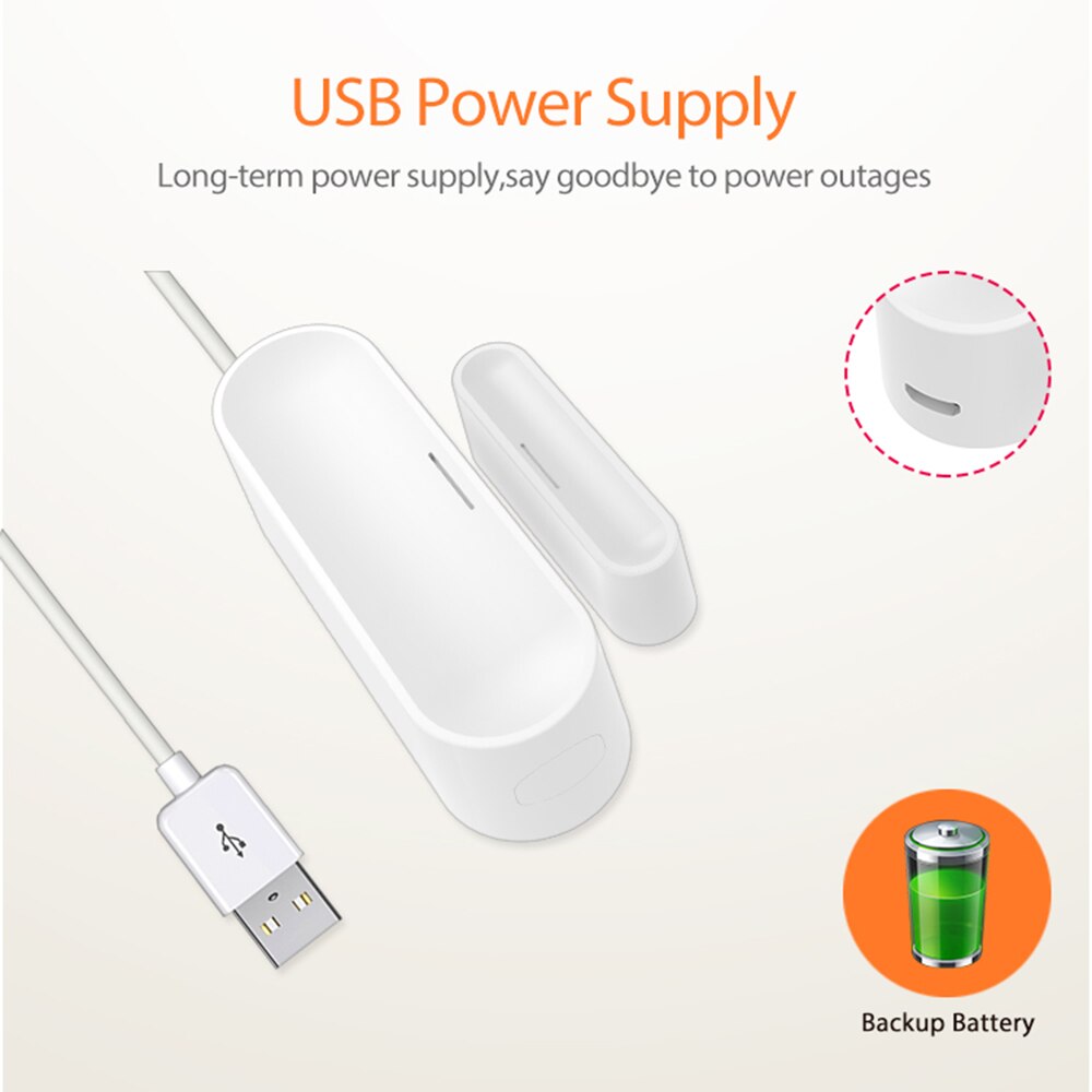 Tuya Zigbee Smart Deur Raam Garage Sensor Batterij Aangedreven Of Usb Charge Werkt Met Tuya Smart Hub
