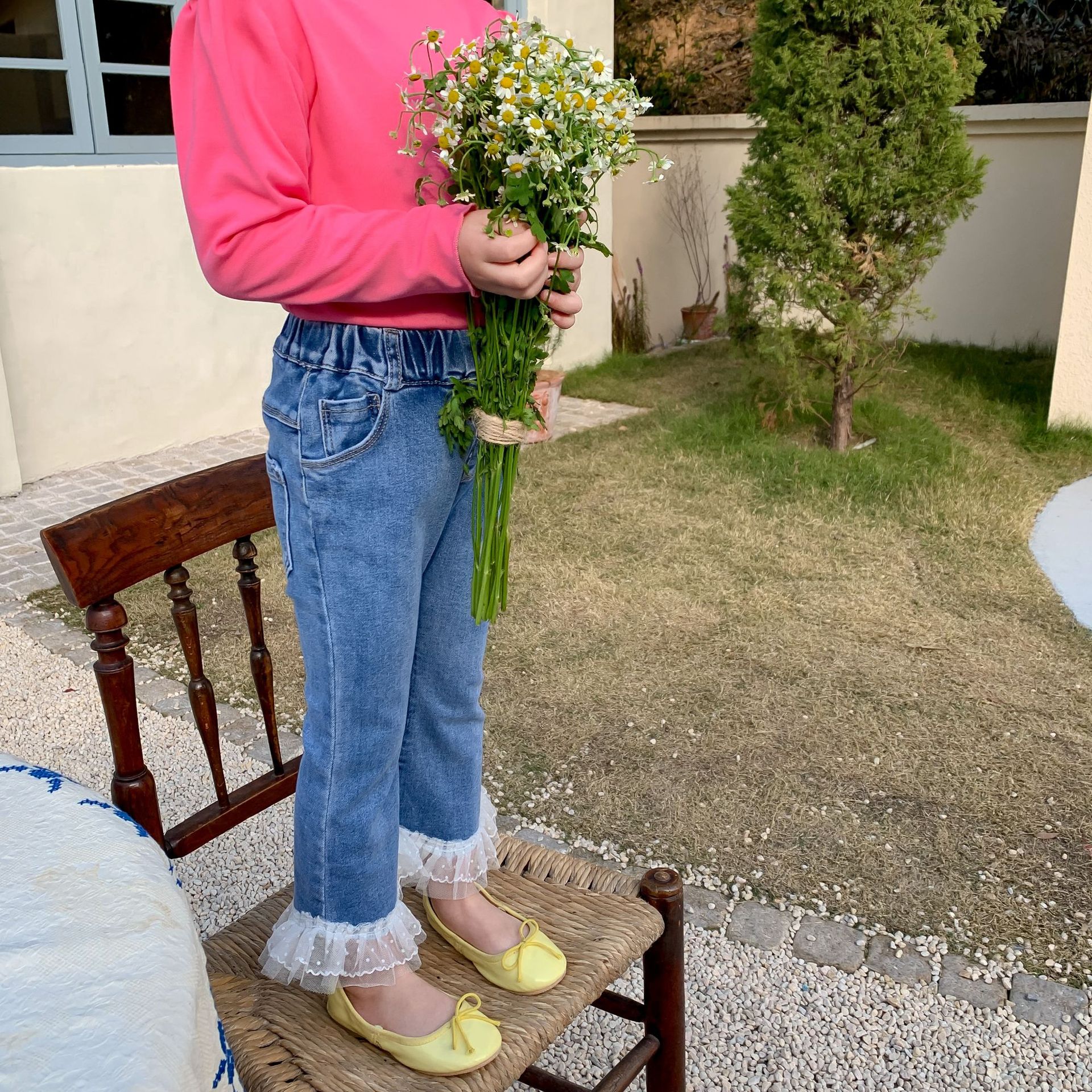 2022 frühjahr Neue Mädchen Denim Hosen freundlicher Koreanische Deisgn Hosen