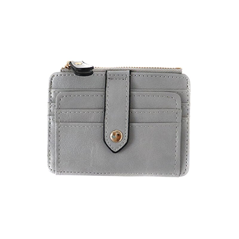 Simple Women Purse PU Leather Zipper Coin Pouch Short Wallet Casual Card Holder Billfold K2: Beige
