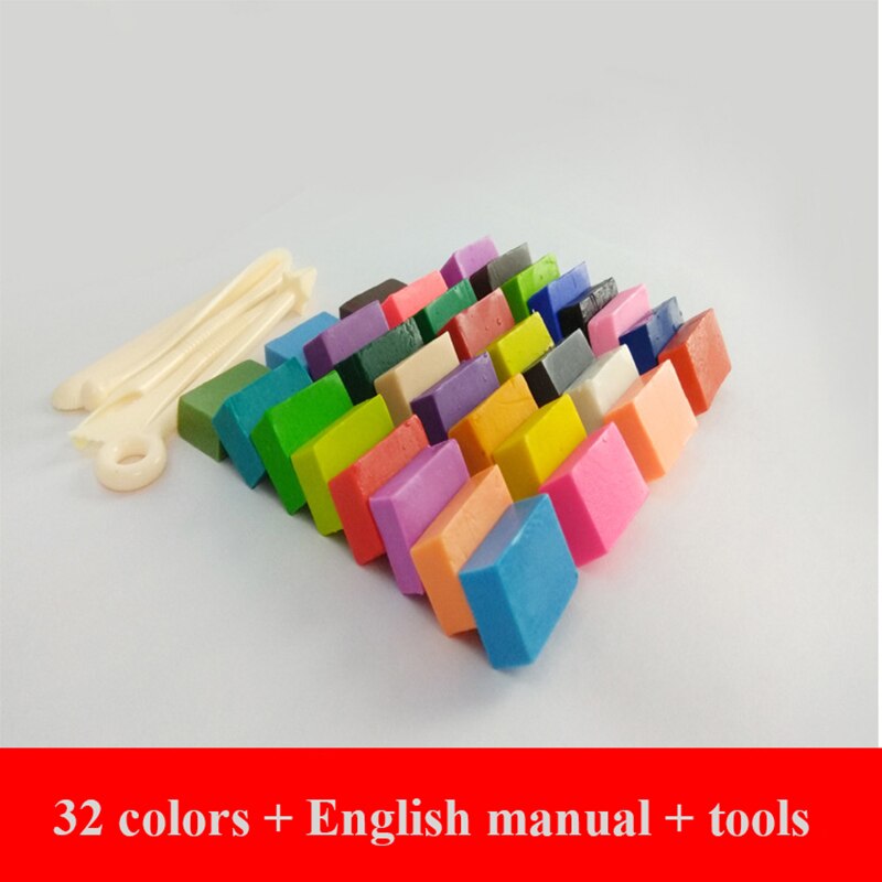 32 Colors Polymer Clay Light Soft Clay DIY Soft Molding Craft Oven Baking Clay Blocks Birthday for Kids Adult Safe Colorful: 32C tools manual