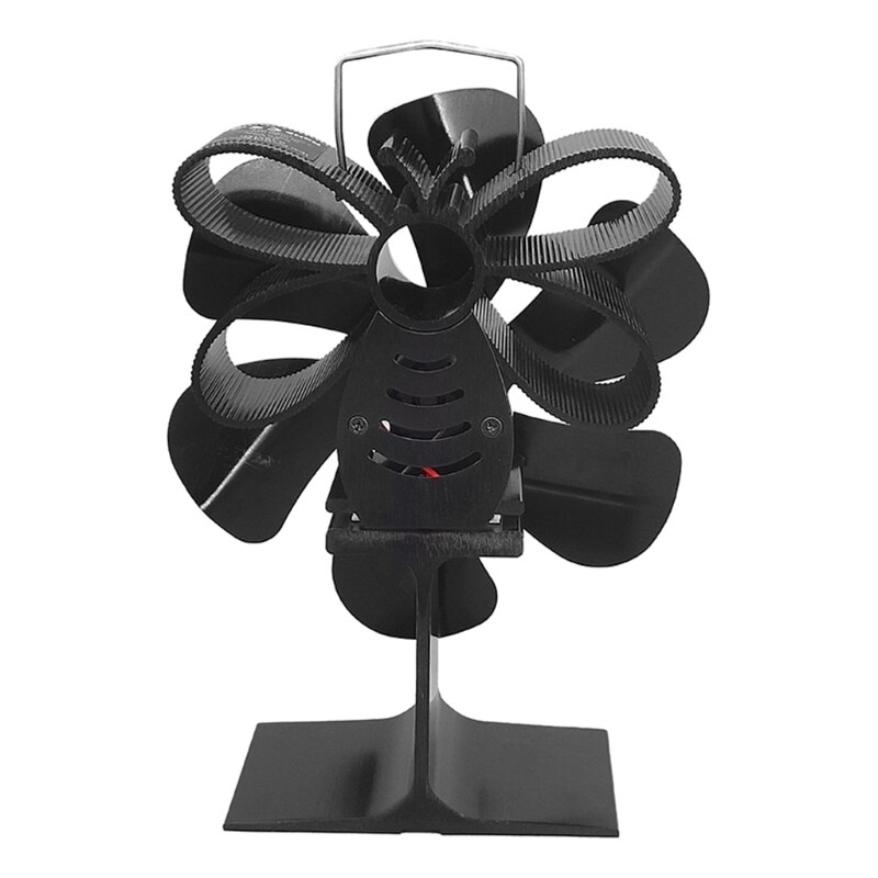 D55F Fireplace Fan Wood Stove Fan 6 Blades Heat Powered Stove Fan Efficient Heat Distribution for Gas Wood Log Burner Pellet