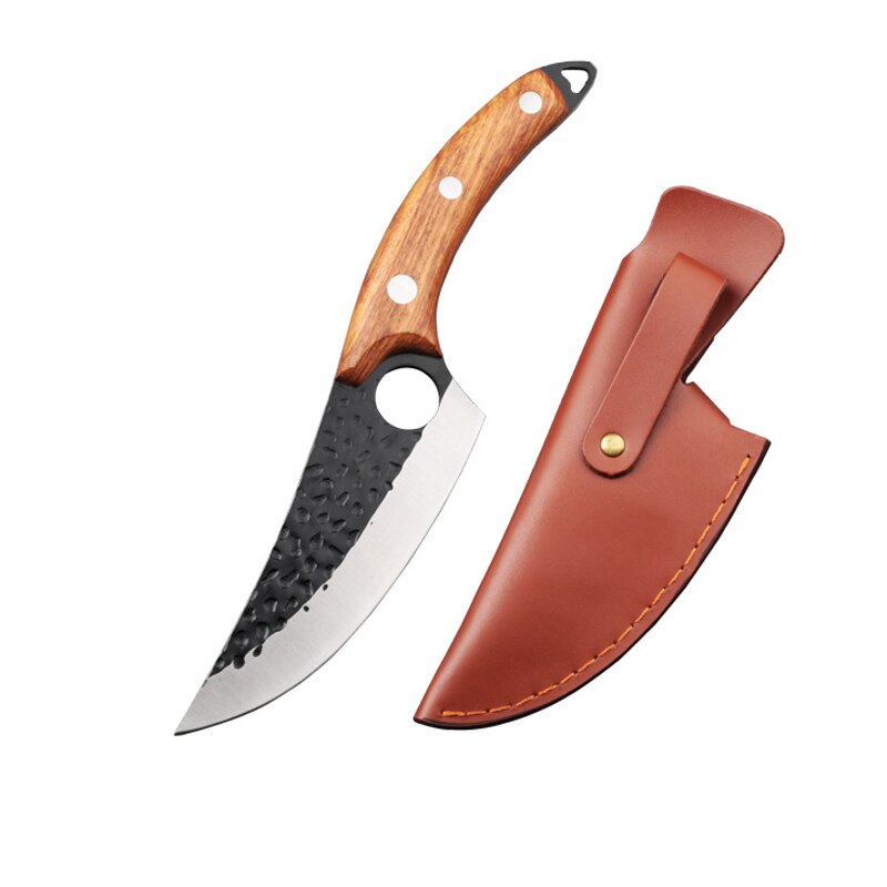 YUHS Traditional Handmade Forged Kitchen Knife Hammer Stainless Steel Chef's Chopper Cooking Knives Wooden Meat Slicer: product 13