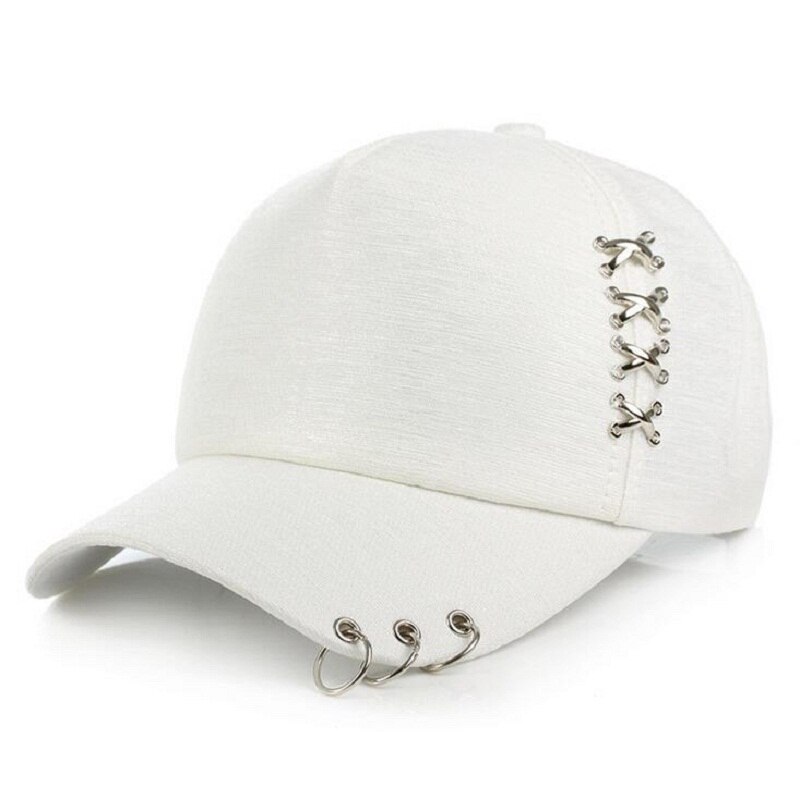 Metalen Kruis Hoepel Eend Tong Baseball Cap Mannen En Vrouwen Mode Trend Zonnehoed Paar Casual Hoed: white