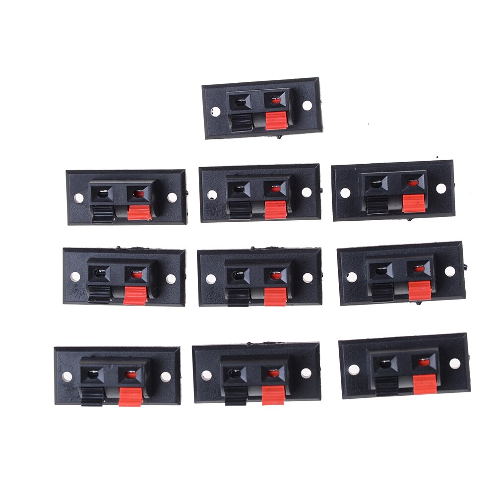 2 Positions Connector Terminal Push in Jack Spring Load Audio Speaker Terminals 10 Pcs