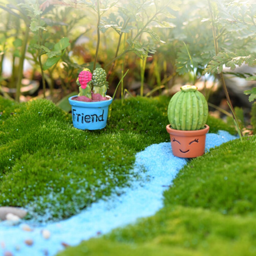 1pc søde små kunstige planter i harpiks i potte, blomst kaktus miniature dukkehus indretning gør det selv dekoration gård & have indretning