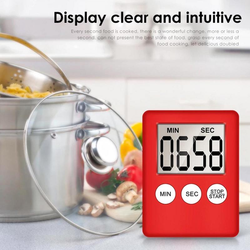 Temporizador de cocina con pantalla Digital LCD súper fino, reloj cuadrado con alarma de cuenta atrás para cocina, cronómetro para dormir, temporizador,