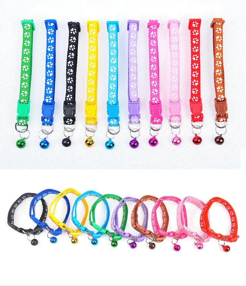 Hond Cartoon Footprint Kat Kraag Mode Leuke Bell Huisdier Kraag Teddy Bomei Kat Ketting Strip Pet Verstelbare Nylon Kraag