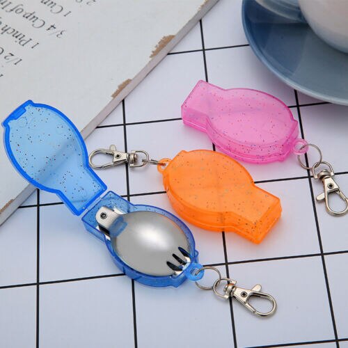 Kampeer opvouwbare lepel vork buiten servies keuken roestvrij staal zak schep drinkbaar onderbroek schattig roze eetgerei