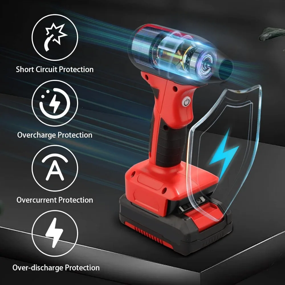 Elektrisches Baustellen-Luftgebläse für Einhell 18 V Li-Ionen-Akku, kabelloses Laubbläser, tragbarer, gewalttätiger Turboventilator mit 4 Geschwindigkeiten