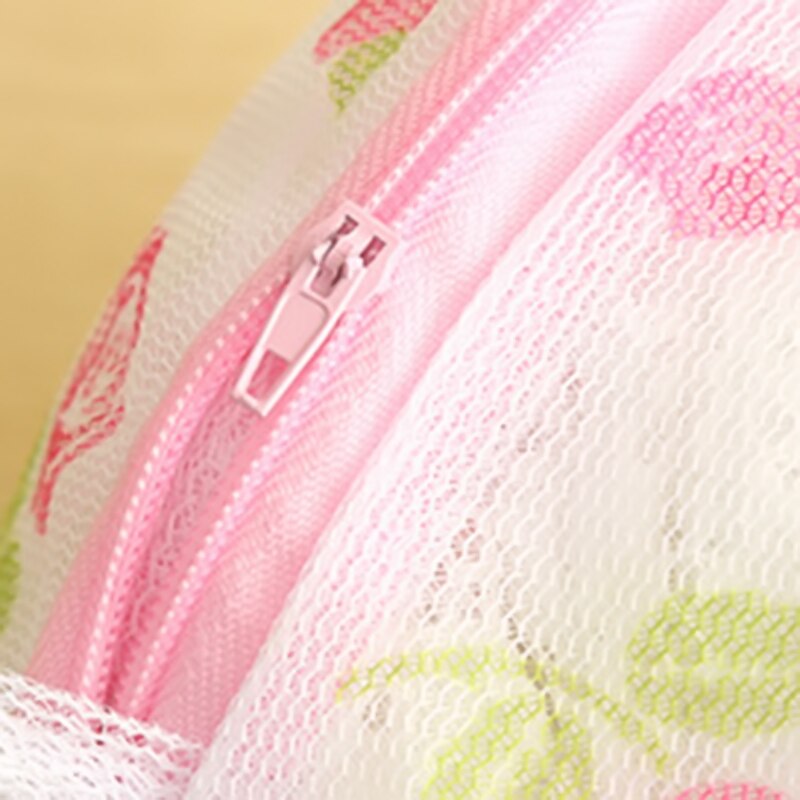 Folding Floral Laundry Net Mesh Bag Organizer Underwear Bra Washing Machine Aid Basket Zipped Wash Hamper Bag Organizer