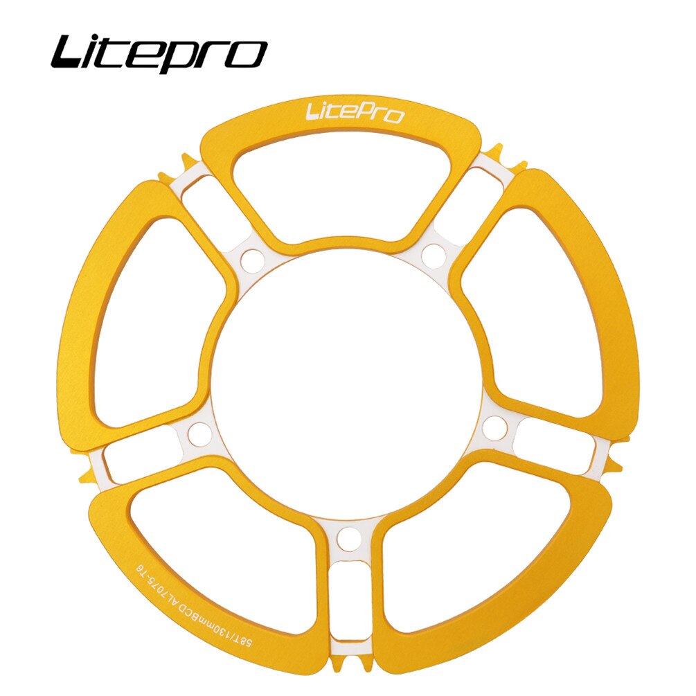Litepro-platos y bielas de aleación de aluminio, Piñón para bicicleta plegable, 53T, 56, 58T, 5 agujeros, 130BCD