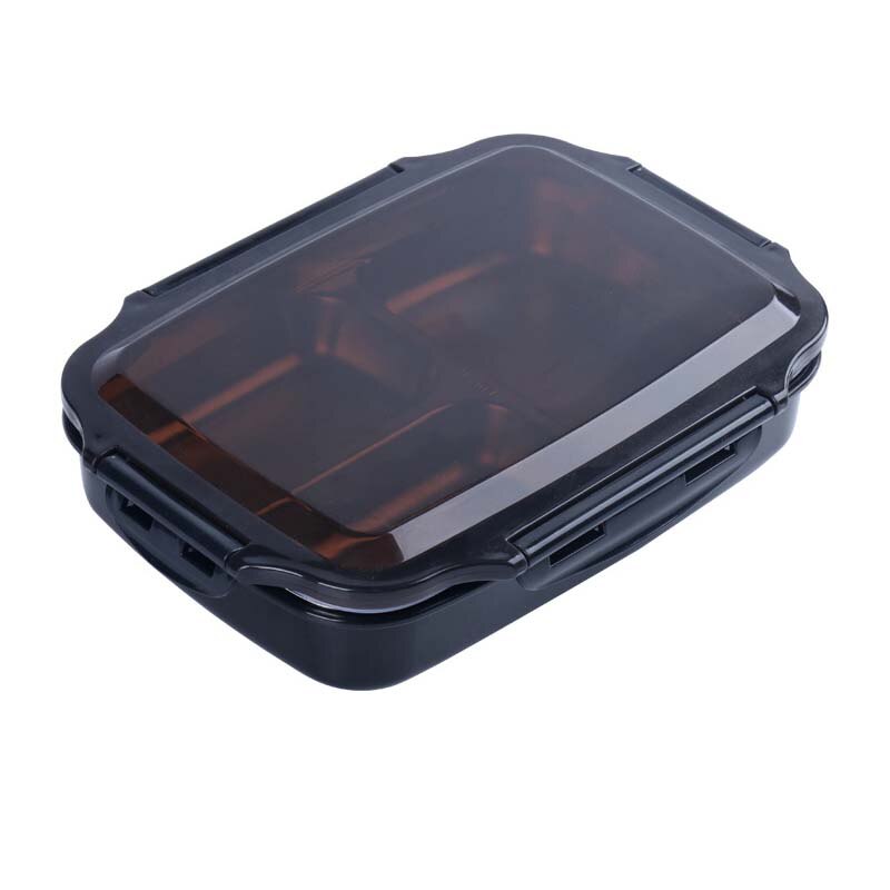 Caja de comida térmica 304 de acero inoxidable para bebés y niños, caja de comida para adultos, contenedor de comida japonesa a prueba de fugas, caja de comida portátil para Picnic: Black