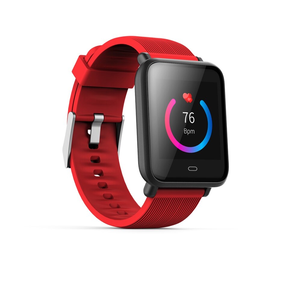 Q9 Sport Uhr Smart Armband Wasserdichte Fitness Tracker Blutdruck Schrittzähler Kalorien Herz Rate Schlaf Monitor Handgelenk Band: Rot