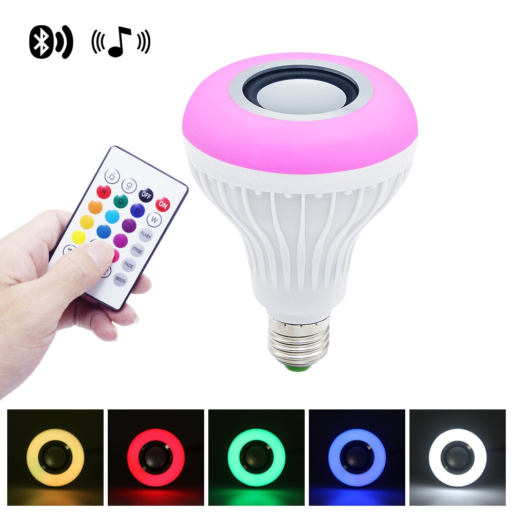 E27 Smart Wireless Bluetooth Speaker Muziek LED RGBW Muziek Lamp Kleurrijke Dimbare 12W LED Lamp Voor Licht