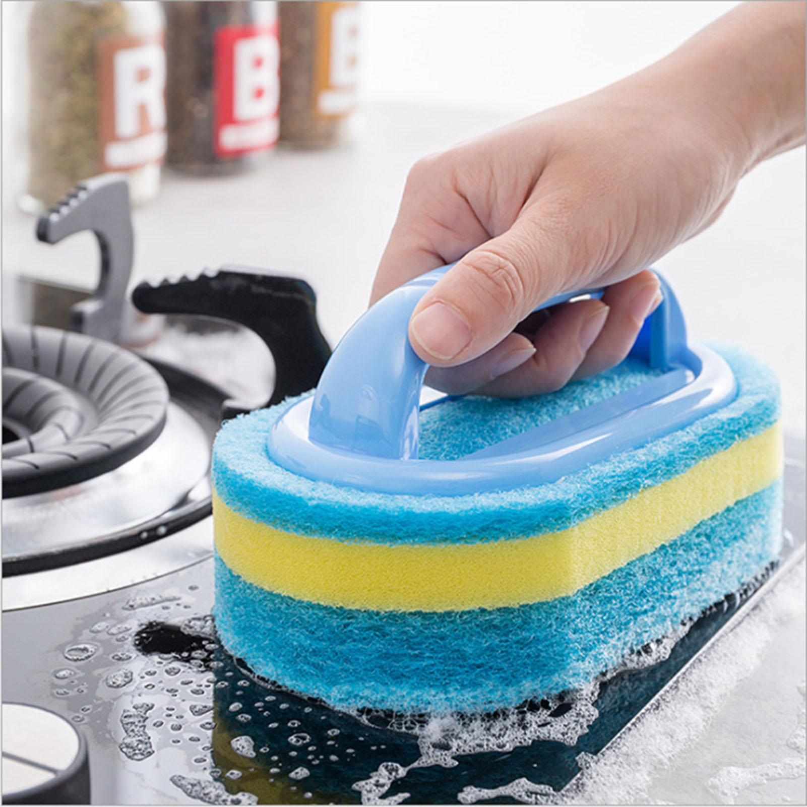 6/8/12 Stuks Dishwand Schotel Borstel Vervanging Hoofd Aanrecht Spons Handvat Borstel Schotel Scrubber Schoon tool Voor Vaatwas: Oranje