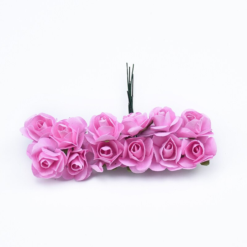 72 stykker mini papir blomster gør-det-selv slik æske bryllup brude tilbehør clearance julekrans billige kunstige blomster: 15