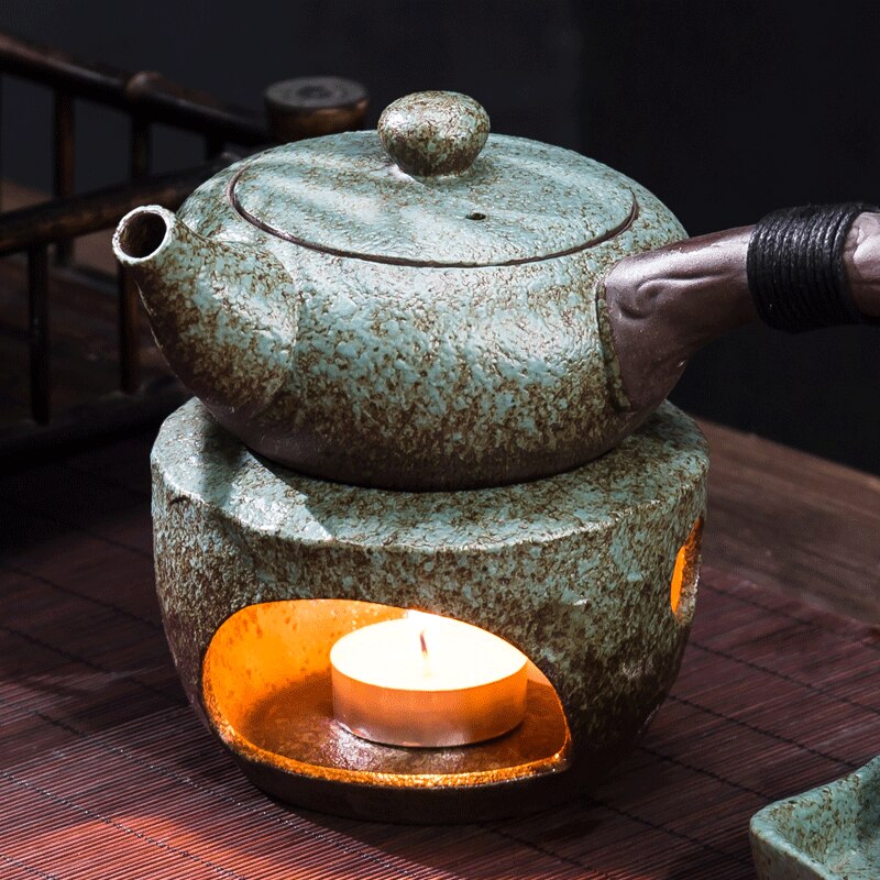 Hornillo de tetera de estilo japonés, Base cálida, portavelas de cerámica para té y café, calentador de leche, accesorios para la ceremonia del té, tetera, Salvamanteles