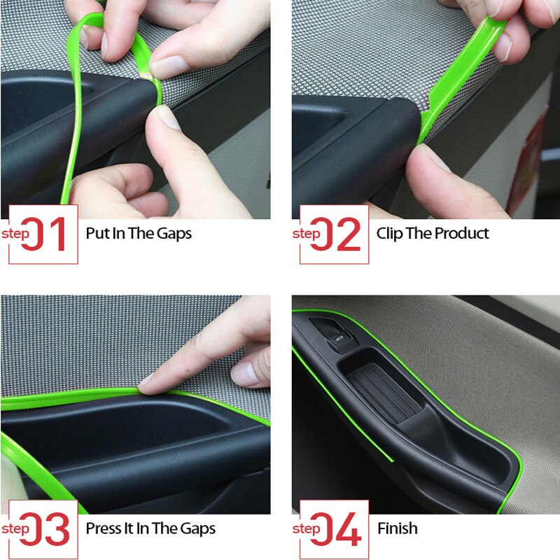 Door Edge Molding Trim Strip Interior Inner Decor Green 5 meter Car Reliable