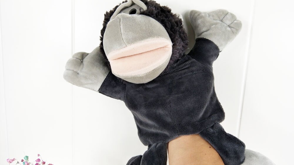 Spædbørn børn stor sort gorilla baby plys udstoppet hånddukke legetøj julefødselsdag