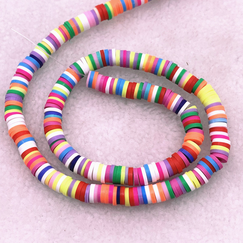 6mm Flat Round Handmade Polymer Clay Beads Spacers Loose Disc Bead for Jewelry Making Findings DIY