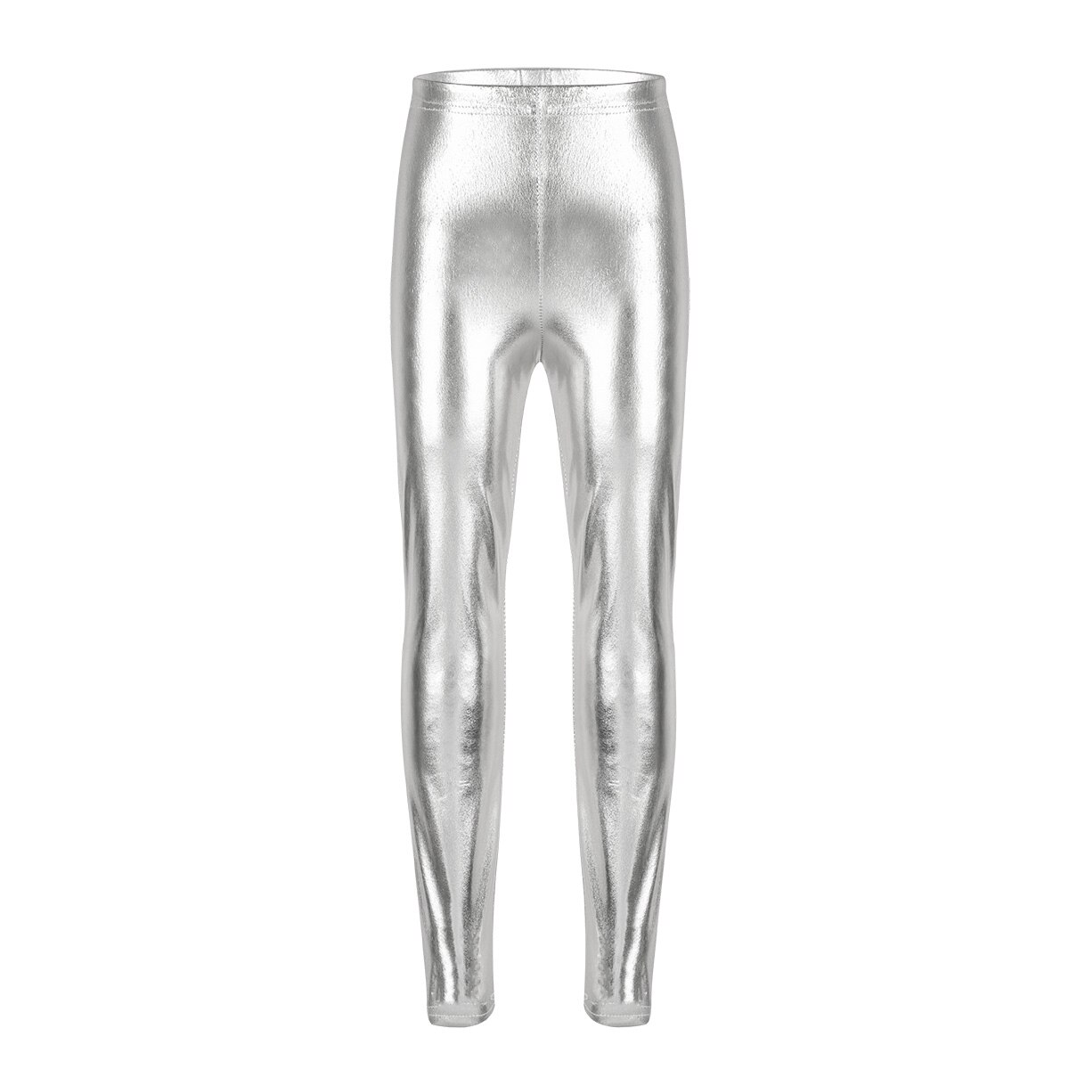 Kids Meisjes Leggings Broek Broek Shiny Metallic Skinny Dance Pant Optredens Kostuums Kinderen Dans Potlood Broek: Silver / 110