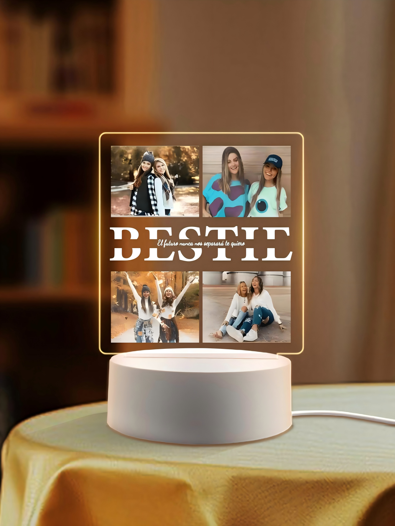 Personalisiertes Foto-Acryl-Nachtlicht mit aufgedrucktem Bild, personalisierte Heimdekoration als für sterben beste Freundin