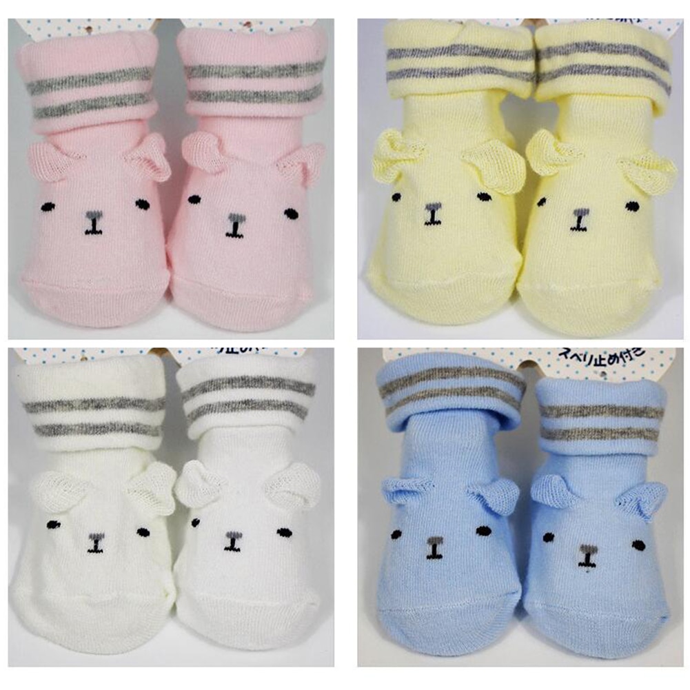 Criança Meias Bonito Dos Desenhos Animados Urso Bebê Ifant Meninos Meninas meias de Algodão Macia e Quente Anti-slip Sole Indoor Piso Tornozelo meias 0-6 meses