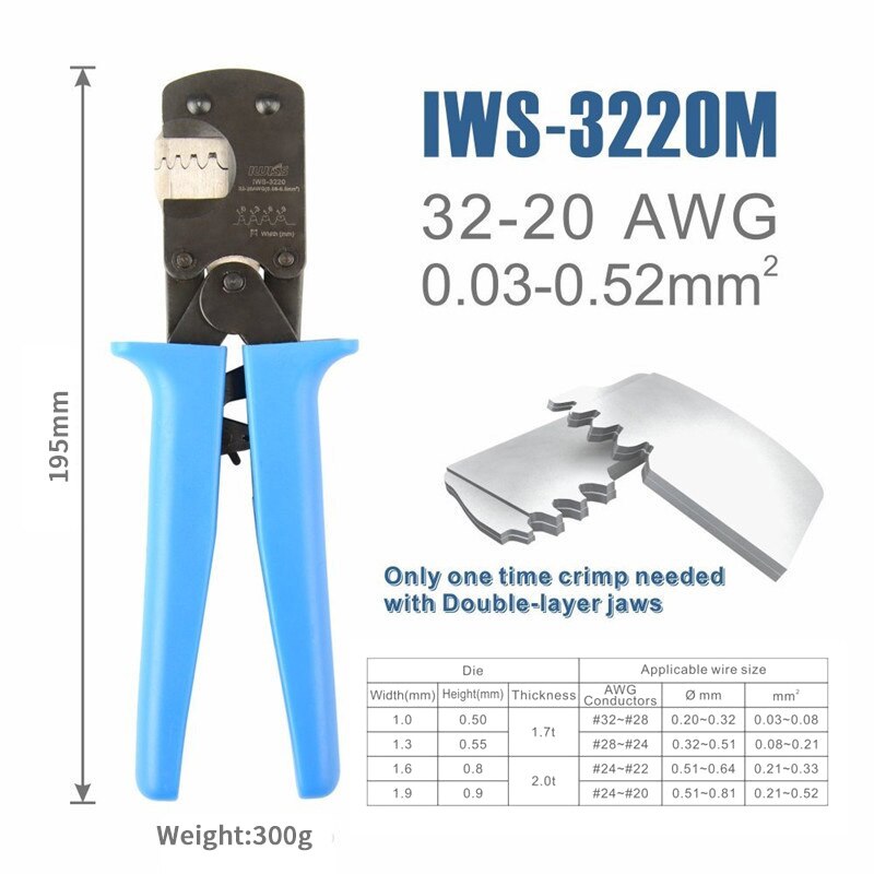 Iws -3220m 460 kpl jst-xh -liitinsarja mikroliittimet nastat puristustyökalu 0.03-0.52 mm² pihdit d-sub, avoimelle tynnyrille sopii molexiin: Iws -3220