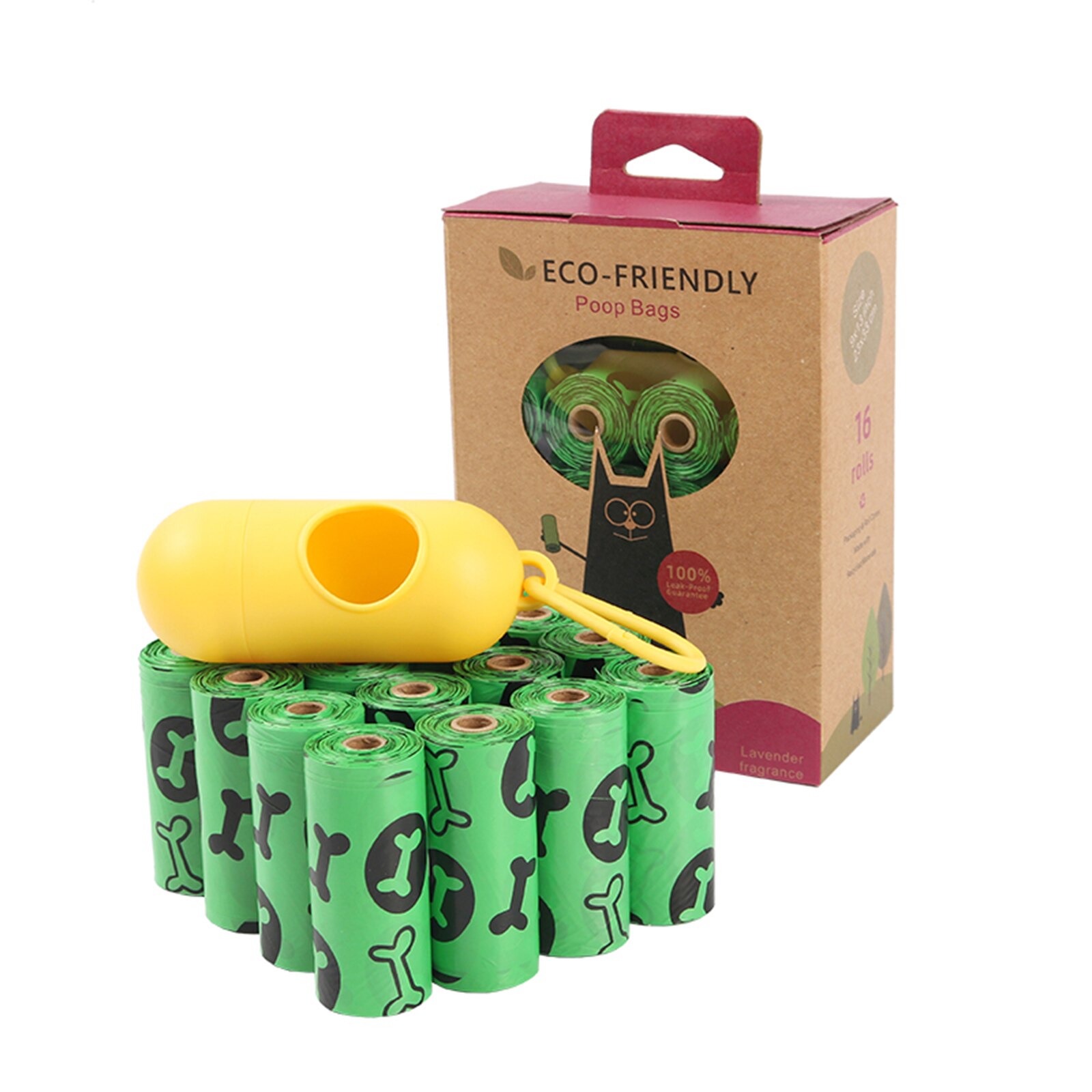 Biodegradable Dog Poop Bag Dispenser Travel Animal Waste Picking Bag Pets Environmental Waste Picking Bags Accessories: Green