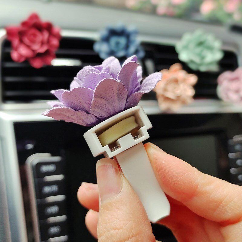 Rose Flower Car Accesories Interior Flowers Car Air Freshener Aromatherapy Air Vent Clip Cute Rose Auto Perfume Decoration