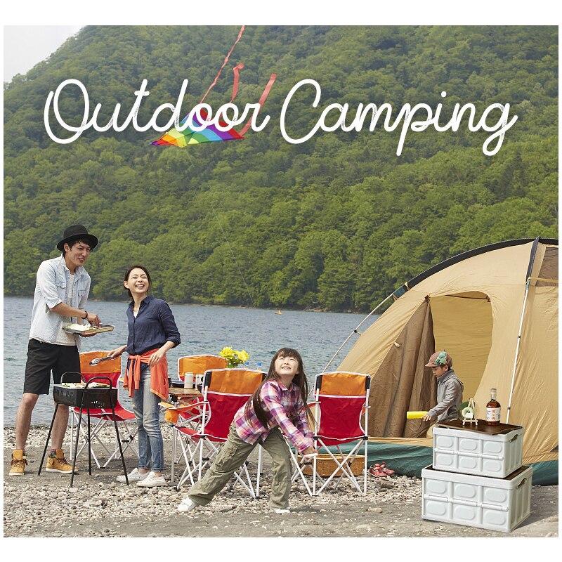 30L 56L Outdoor Plastic Folding Storage Box With Wooden Lid For Travel Organizer Car Sundries Food Container Lunchbox Fiambrera