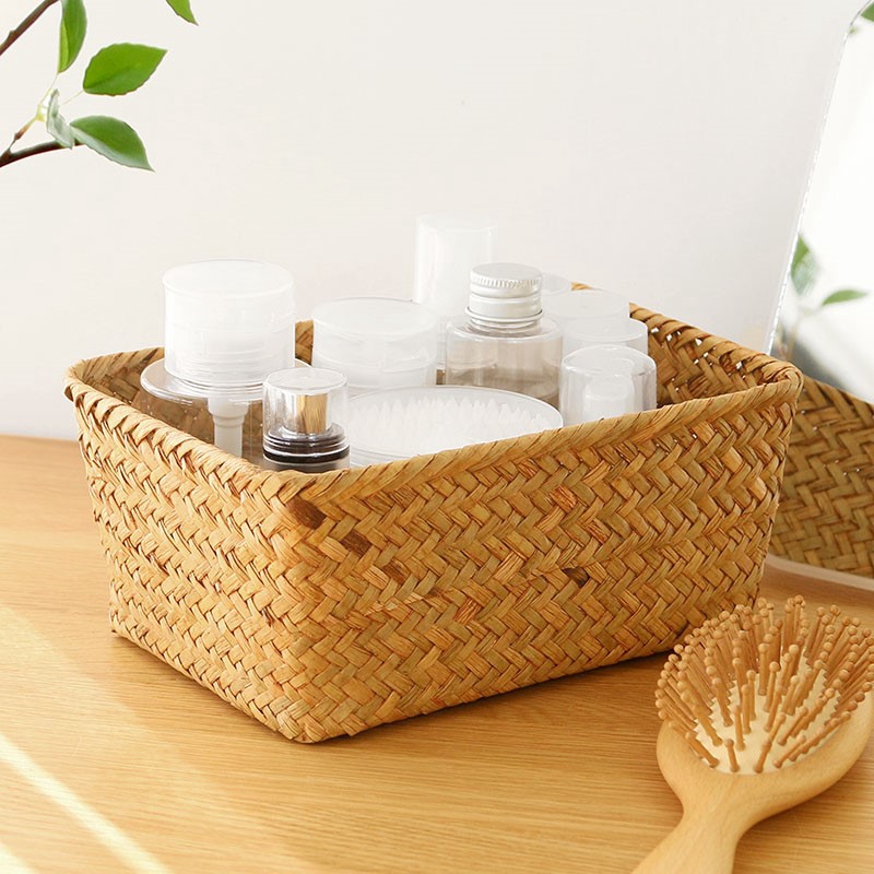 Cesta de armazenamento de vime cesta de piquenique tecido cesta de lavanderia organizador de artigos diversos cozinha organizador de frutas caixa de algas cesta decorativa