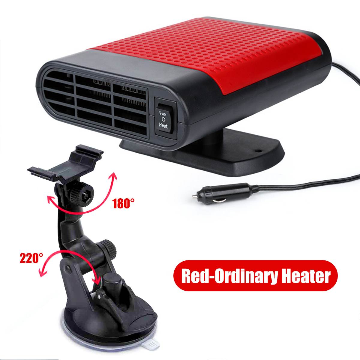 12V 500W Demister Vehicle Heater Cooling Fan for Windshield 2 IN 1 Portable Fast Heating Car Heater Cooler Defogger Defrosts: Red Heater