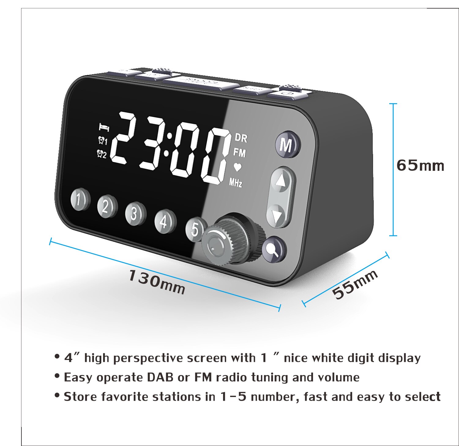 Bedside Alarm Clock Dab/fm Radio Digital Led Clock Large Sn Dual Alarm Clock Dual Usb Radio Sleep Timer Fm Radio Table Clock