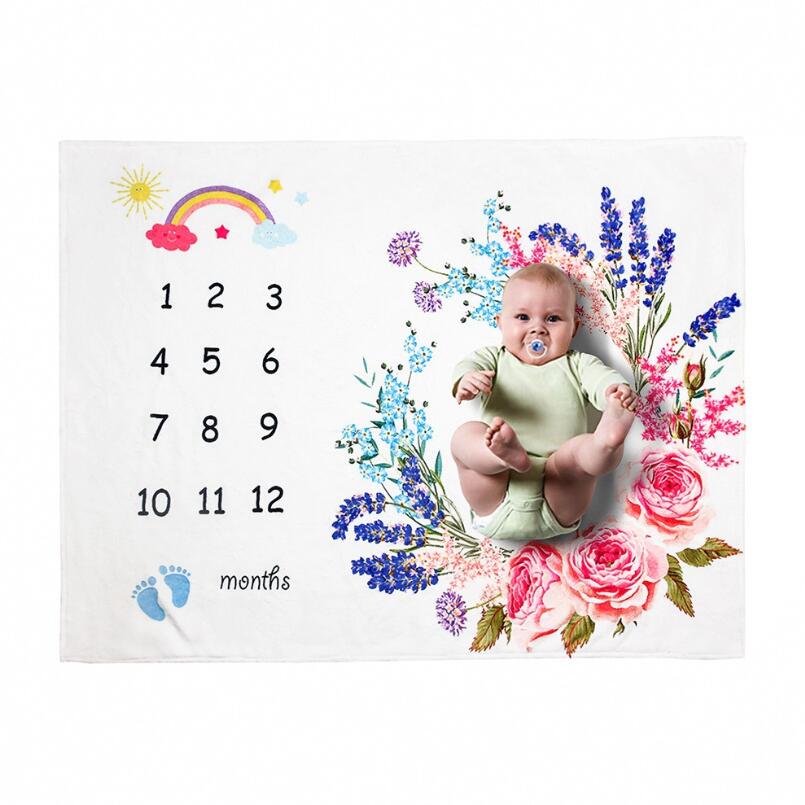 Zachte Flanellen Deken Gedenkteken Foto Achtergrond Baby Photo Props Baby Maandelijkse Groei Milestone Deken Warmswaddling Wrap