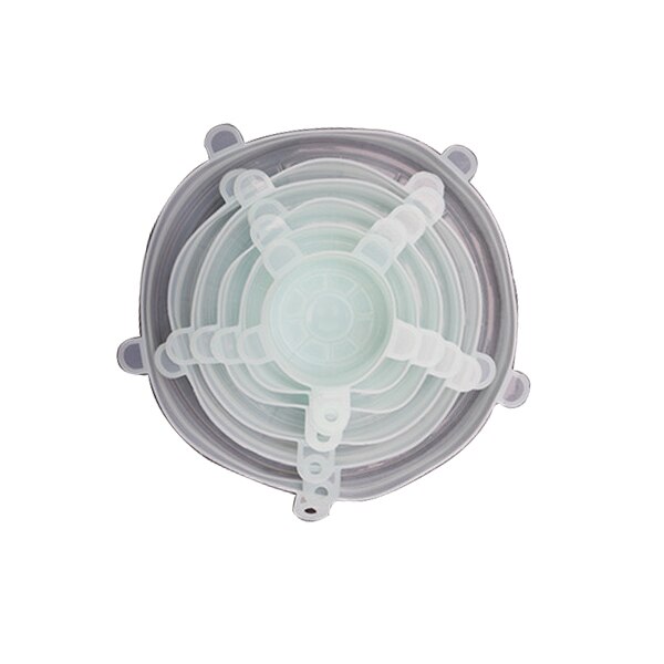 6 stuks/partij universele siliconen zuigdeksel-kom pan kookpot deksel-siliconen stretch deksels siliconen deksel pan morsdeksel stop deksel: Groente