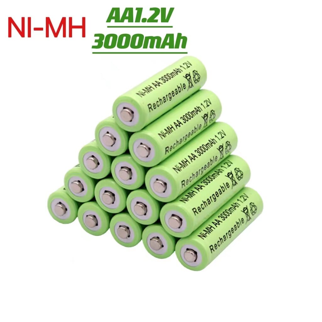 Pilas recargables de 1,2 V AA, 3000mAh, NiMH, 1,2 V, batería verde, lámpara Solar de jardín, linterna LED, linterna