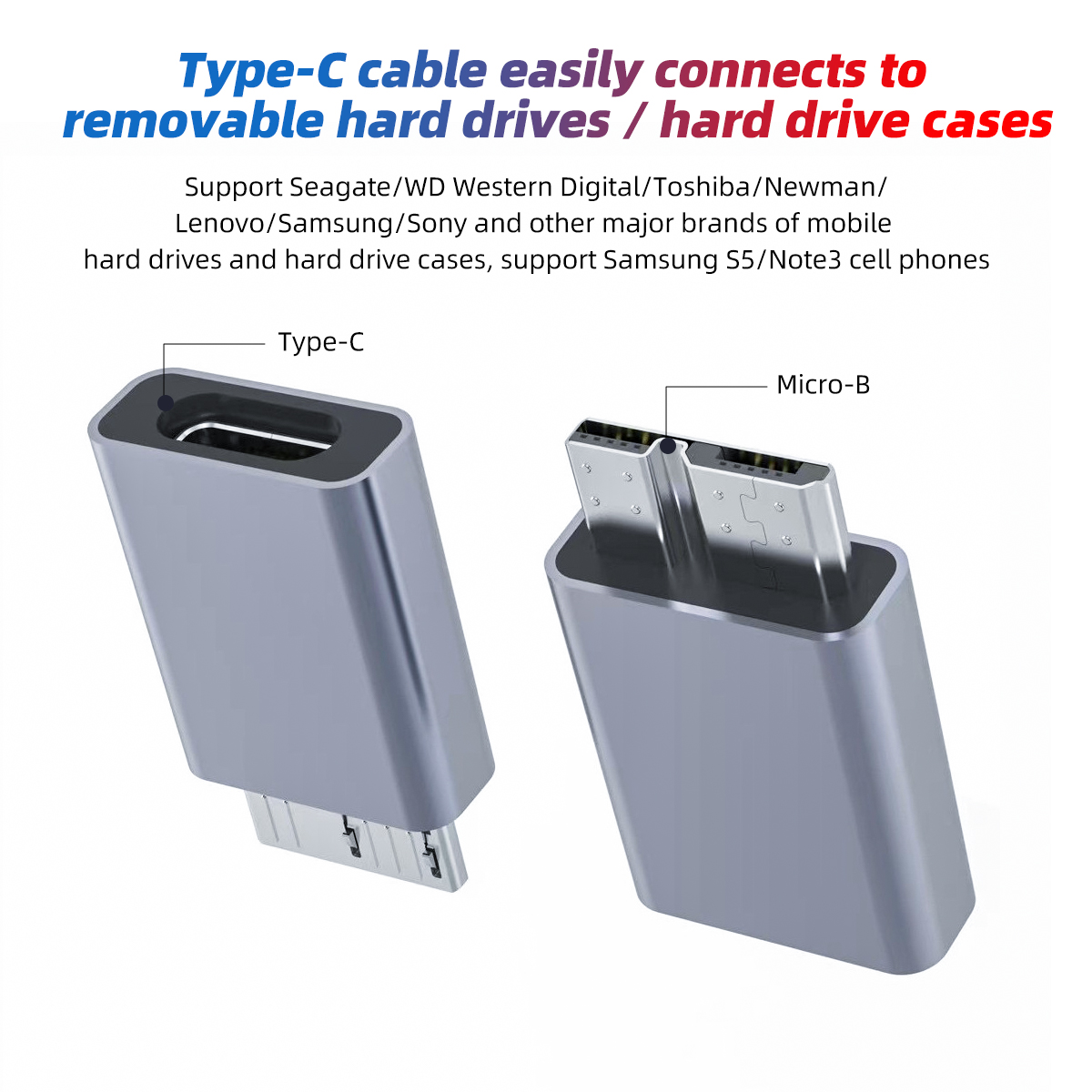 Anmone Micro B USB C 3.0 Stecker auf Typ C Buchse Adapter Typ-C USB3.0 Micro B Stecker für externe Festplatte Festplatte HDD Kabel