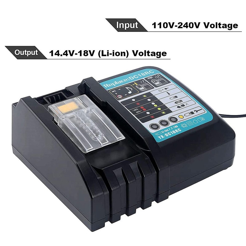 Battery Charger for Makita 18V 14.4V Li-Ion - Quick Charge 3A - DC18RC DC18RA