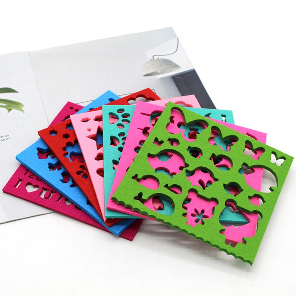 7pcs Wool Felt Shape Needle Felt DIY Craft Stencil Applique Craft