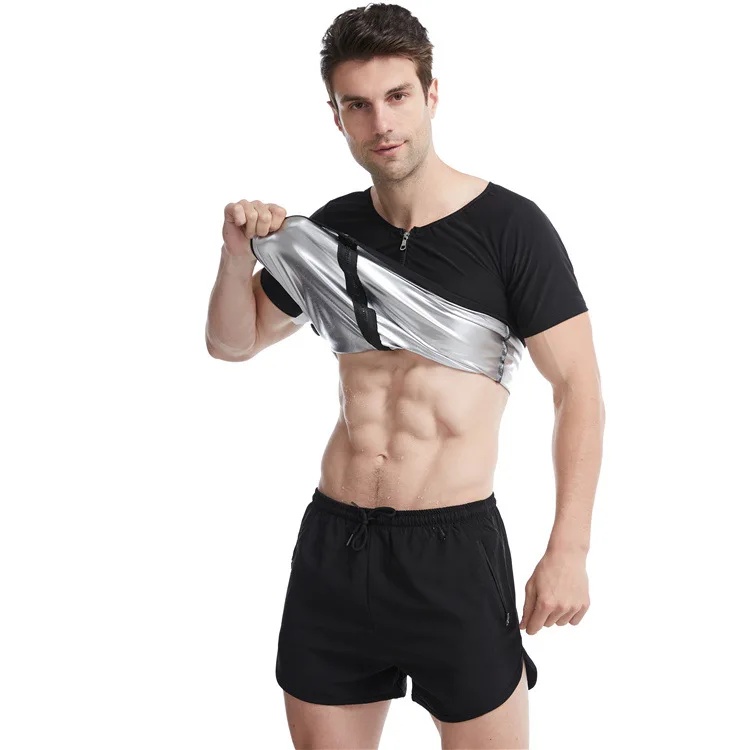 Männer Fitness Schwitzen Anzug Karosserie Gestalter Große Größe Weste Sport Bauch Inerator Kurzarm Kompression Kleidung: XXXL / Grün