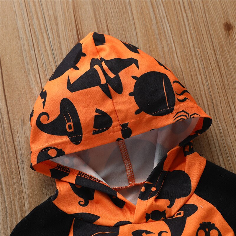 Baby Jongens Meisjes Halloween Rompertjes Lange Mouwen Hooded Ghost Pompoen Gedrukt Hooded Kleding Jumpsuits 3-24 Maanden